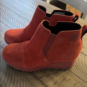 Sorel Vibrant Red Suede Chelsea Boots